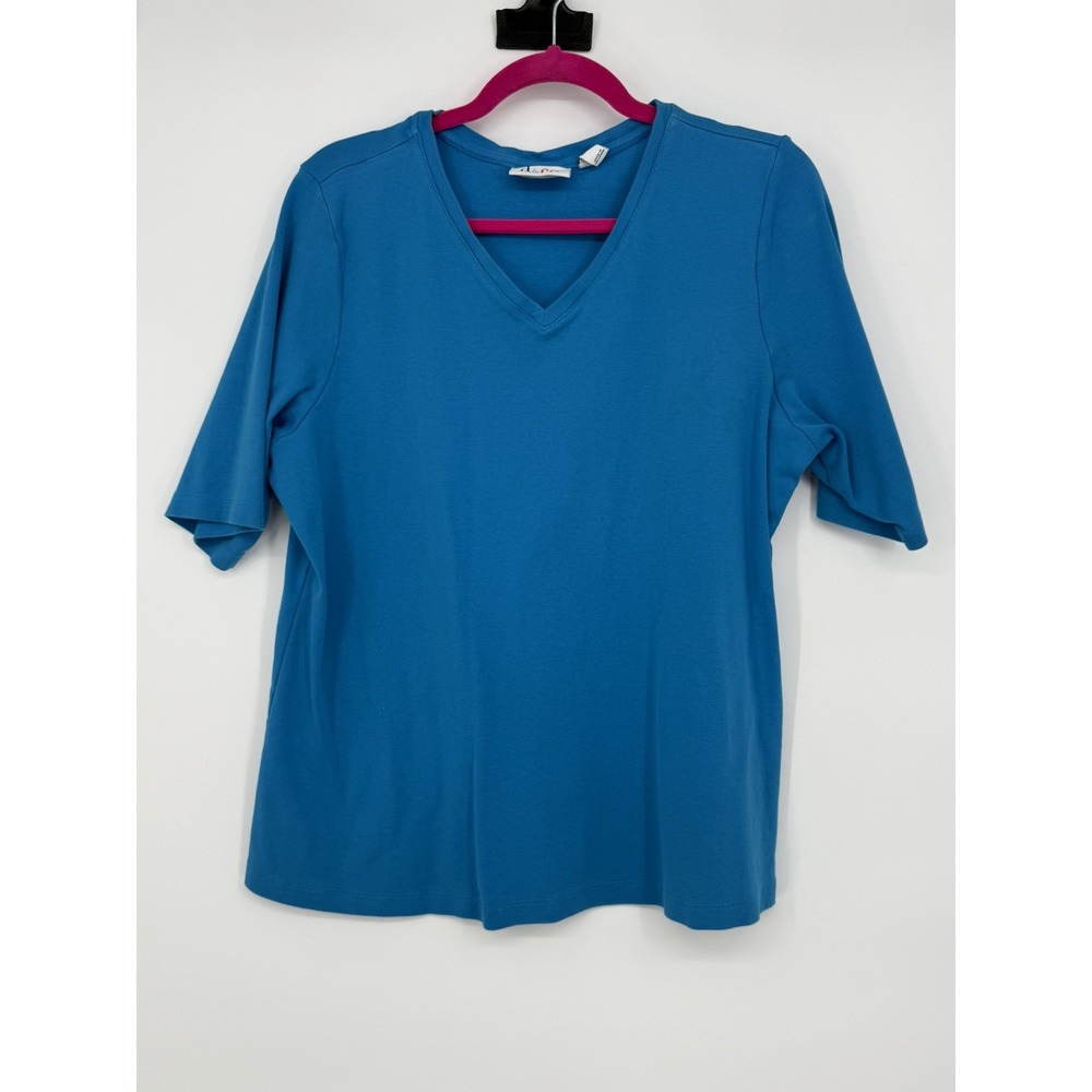 Denim & Co Women's Blue Short Sleeve Tshirt XL